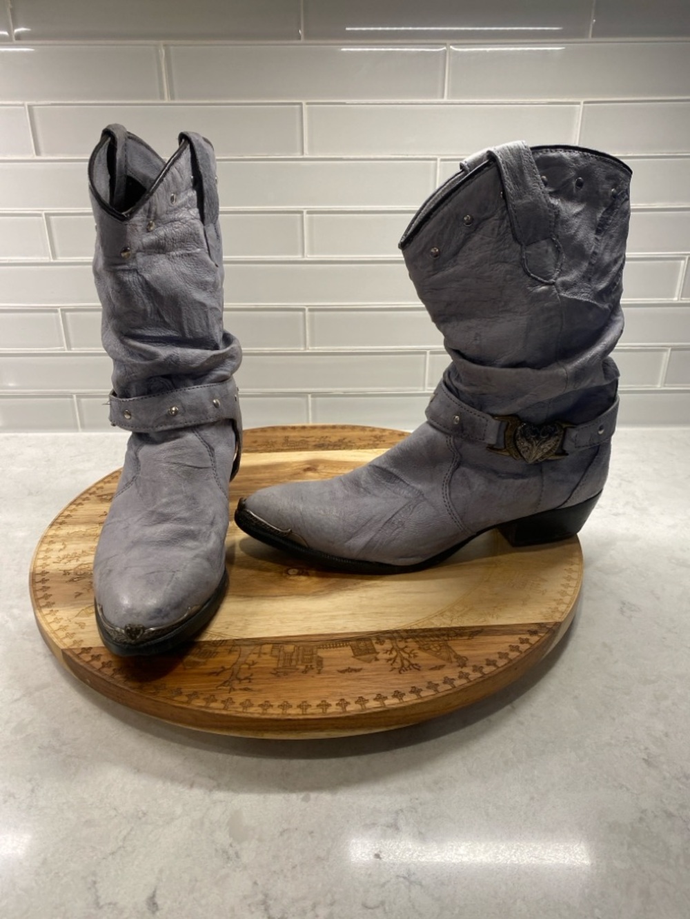 Capezio Gray Leather Slouchy Western Boots